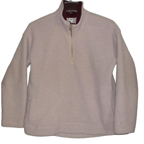 Old Navy 1/2-Zip Pullover Womens Large Sherpa Mauve Plum Pink jacket shirt - Picture 1 of 9